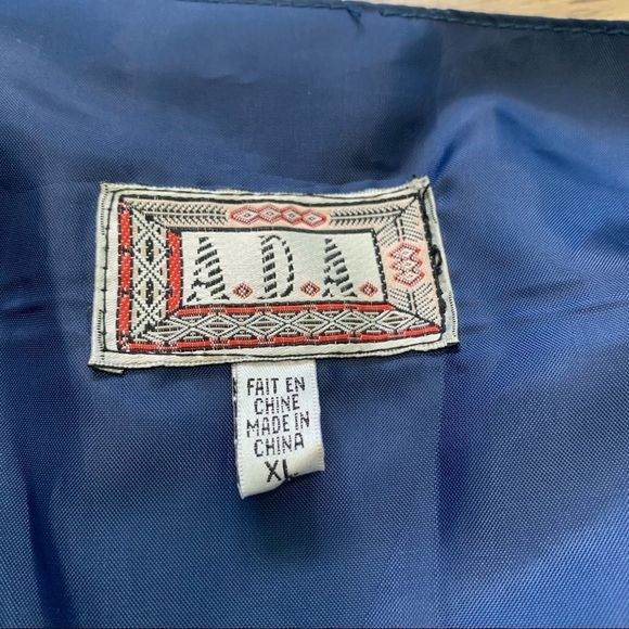 𝅺A.D.A Vintage Blue Leather Snap Button Up Unisex Dress Vest. - Picture 12 of 16